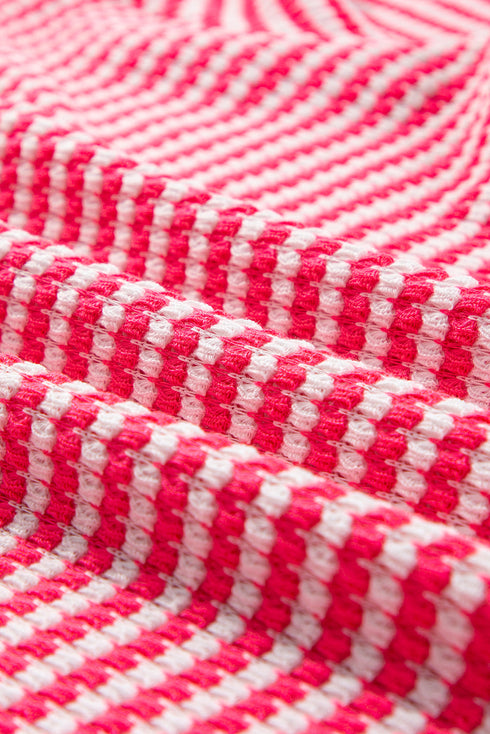 Stripe Round Neck Drop Shoulder Long Sleeve Top